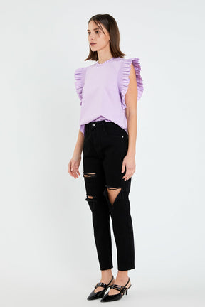 English Factory - Ruffle Sleeve Poplin Top