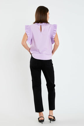 English Factory - Ruffle Sleeve Poplin Top