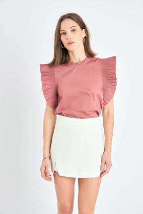 ENGLISH FACTORY - Ruffle Sleeve Poplin Top - TOPS available at Objectrare