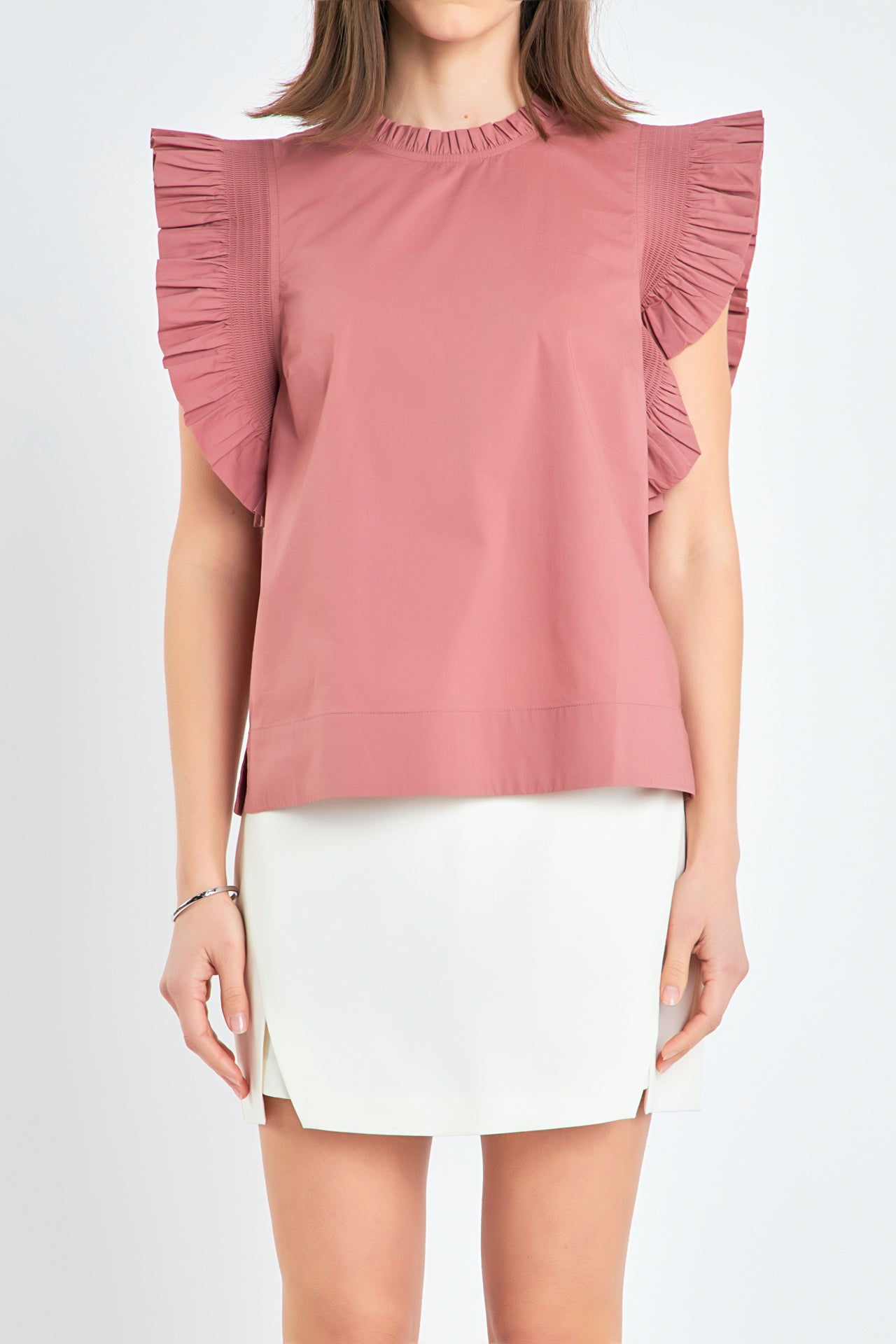 ENGLISH FACTORY - English Factory - Ruffle Sleeve Poplin Top - TOPS available at Objectrare