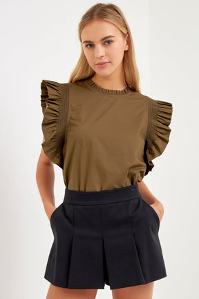 ENGLISH FACTORY - Ruffle Sleeve Top - Sale - TOPS available at Objectrare