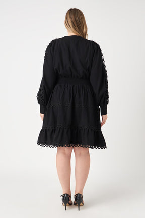 ENDLESS ROSE - Endless Rose - Plus Size Lace Trim Mini Dress - DRESSES available at Objectrare