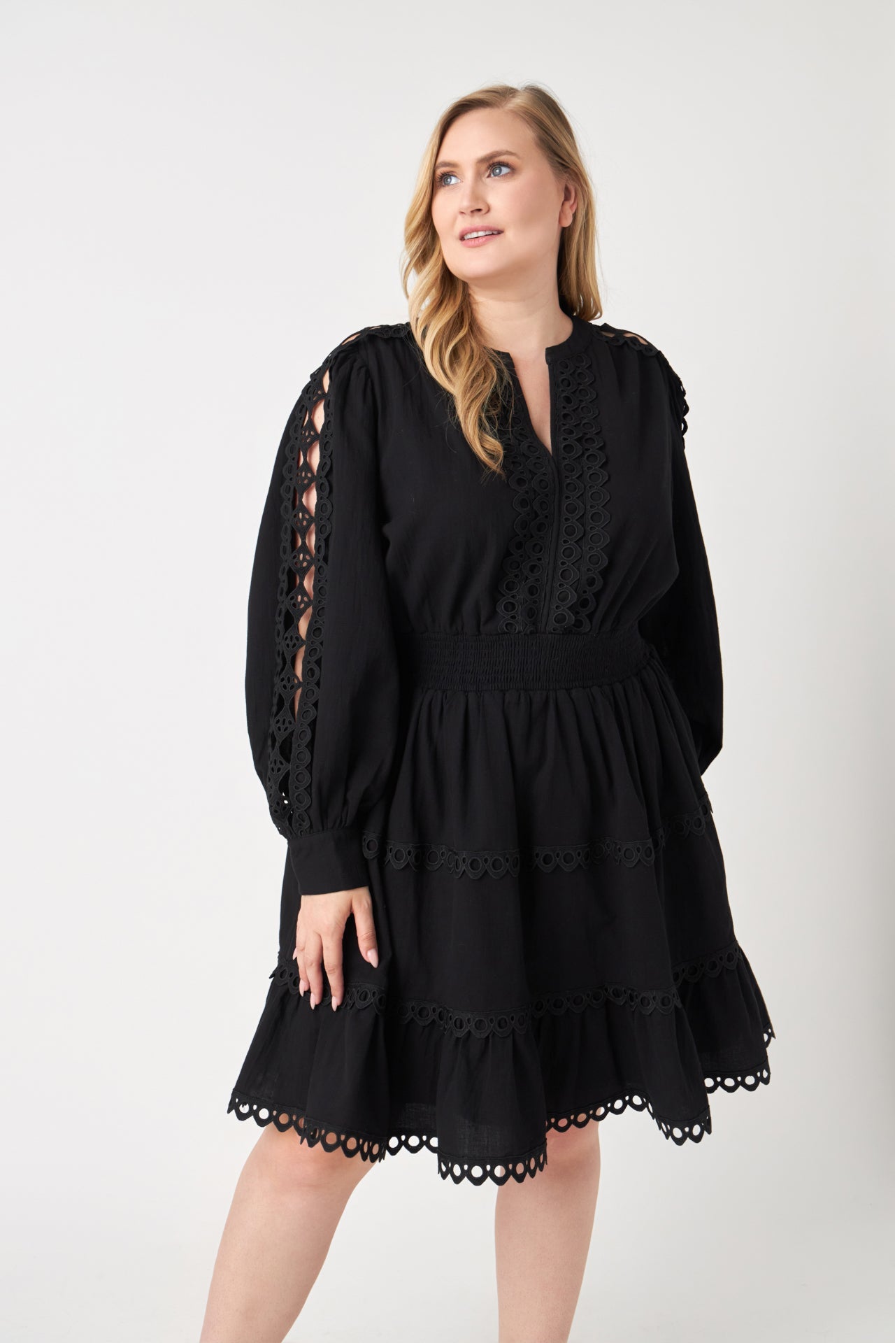 ENDLESS ROSE - Endless Rose - Plus Size Lace Trim Mini Dress - DRESSES available at Objectrare