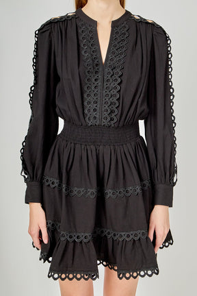 ENDLESS ROSE - Lace Trim Mini Dress - DRESSES available at Objectrare