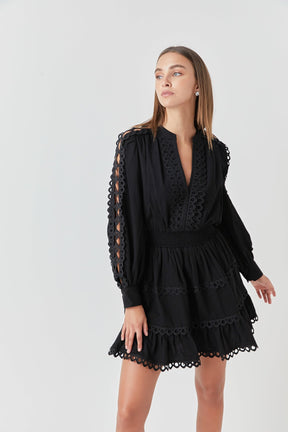 ENDLESS ROSE - Lace Trim Mini Dress - DRESSES available at Objectrare