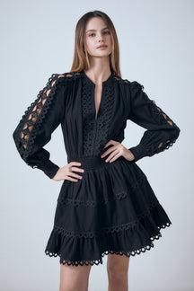 ENDLESS ROSE - Lace Trim Mini Dress - DRESSES available at Objectrare