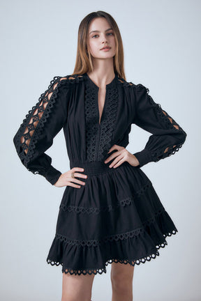 ENDLESS ROSE - Lace Trim Mini Dress - DRESSES available at Objectrare