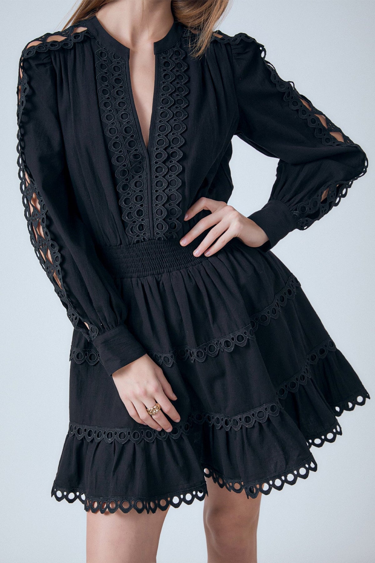 Lace Trim Mini Dress