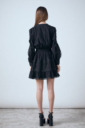 ENDLESS ROSE - Lace Trim Mini Dress - DRESSES available at Objectrare
