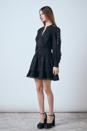 ENDLESS ROSE - Lace Trim Mini Dress - DRESSES available at Objectrare