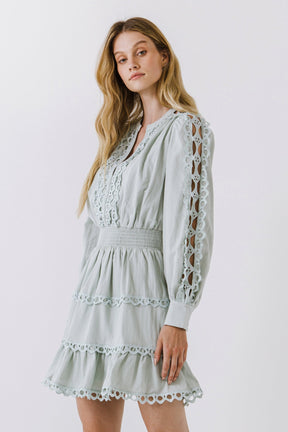 ENDLESS ROSE - Lace Trim Mini Dress - DRESSES available at Objectrare