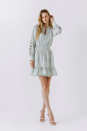 ENDLESS ROSE - Lace Trim Mini Dress - DRESSES available at Objectrare