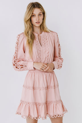 ENDLESS ROSE - Lace Trim Mini Dress - DRESSES available at Objectrare