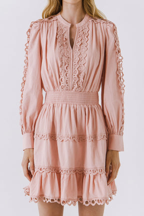 ENDLESS ROSE - Lace Trim Mini Dress - DRESSES available at Objectrare