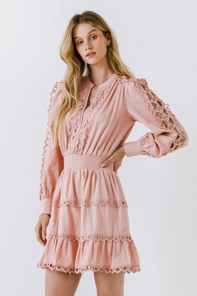 ENDLESS ROSE - Lace Trim Mini Dress - DRESSES available at Objectrare