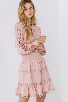 ENDLESS ROSE - Lace Trim Mini Dress - DRESSES available at Objectrare