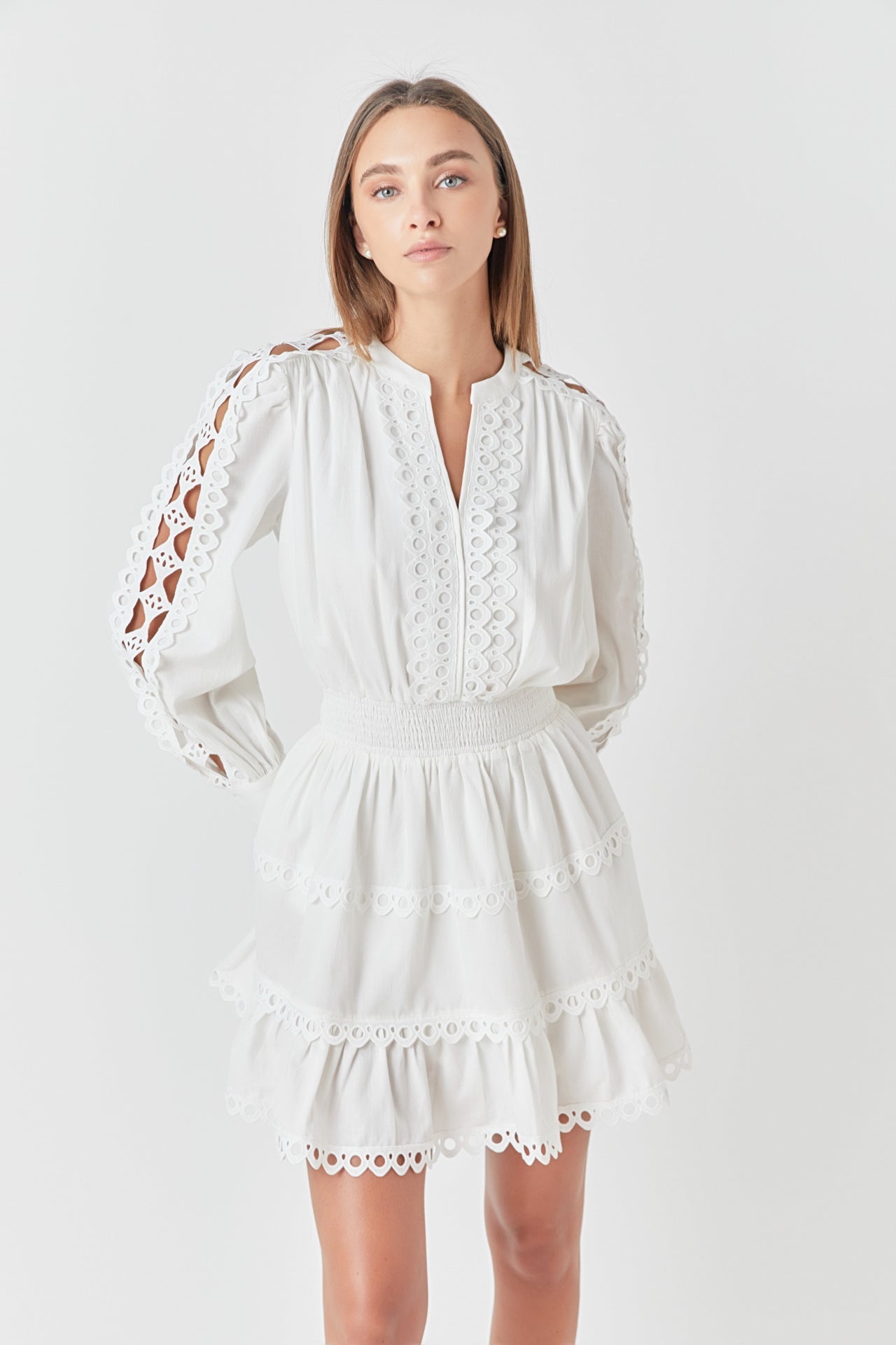 ENDLESS ROSE - Lace Trim Mini Dress - DRESSES available at Objectrare