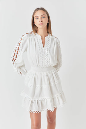 ENDLESS ROSE - Lace Trim Mini Dress - DRESSES available at Objectrare