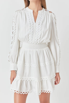 ENDLESS ROSE - Lace Trim Mini Dress - DRESSES available at Objectrare