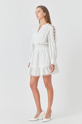 ENDLESS ROSE - Lace Trim Mini Dress - DRESSES available at Objectrare