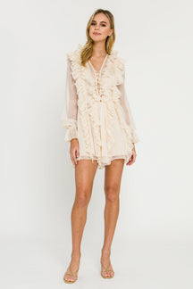 ENDLESS ROSE - Long-Sleeve Ruffle Mini Dress - DRESSES available at Objectrare