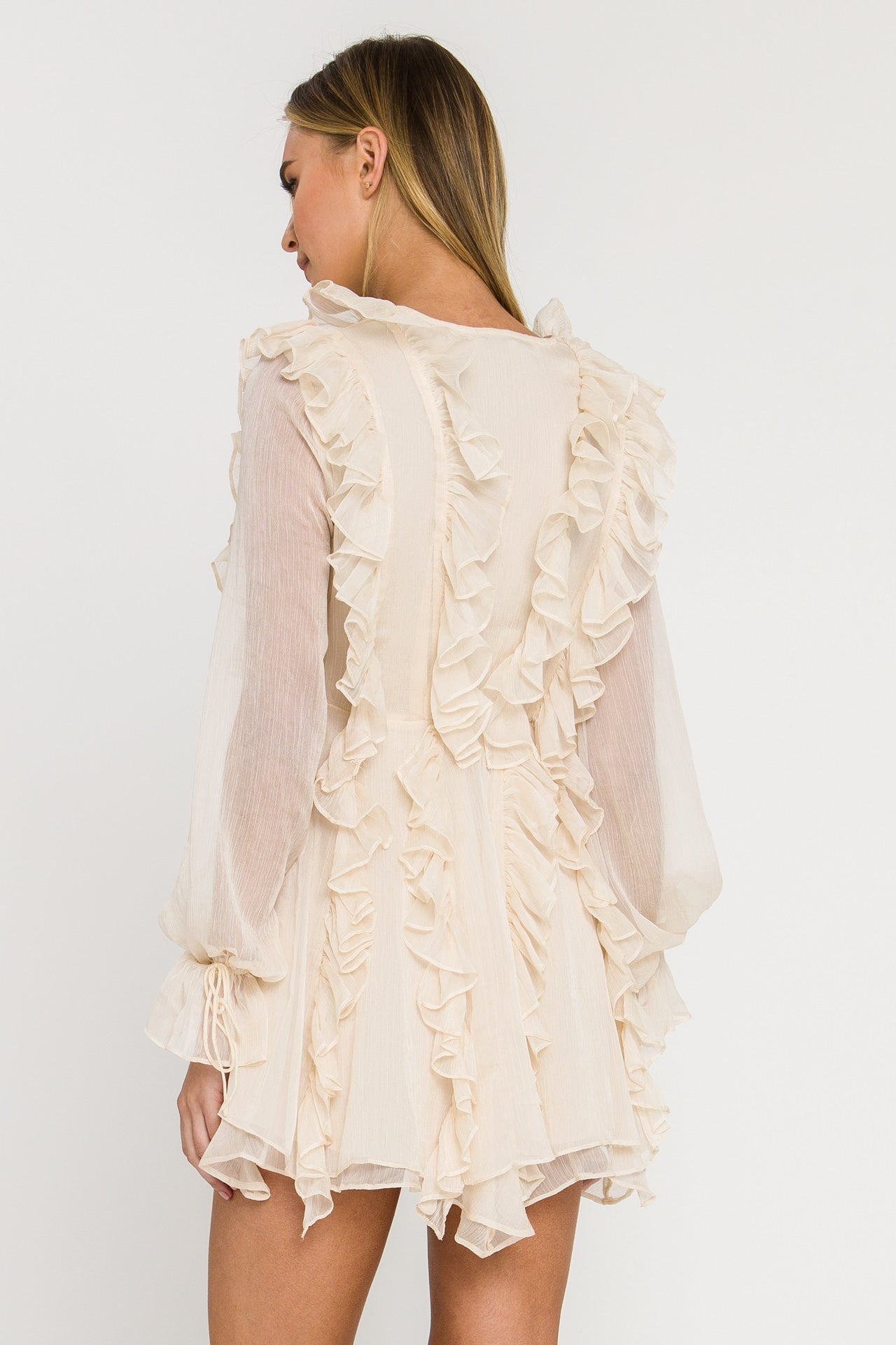 ENDLESS ROSE - Long-Sleeve Ruffle Mini Dress - DRESSES available at Objectrare