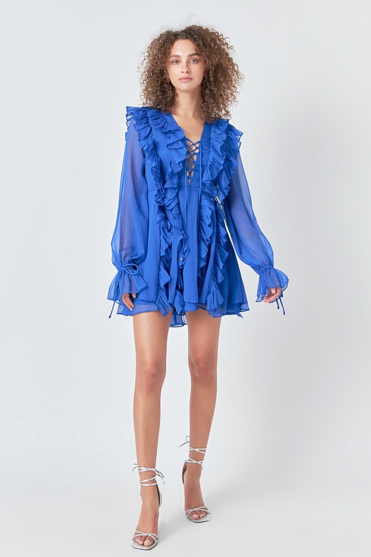 ENDLESS ROSE - Long-Sleeve Ruffle Mini Dress - DRESSES available at Objectrare