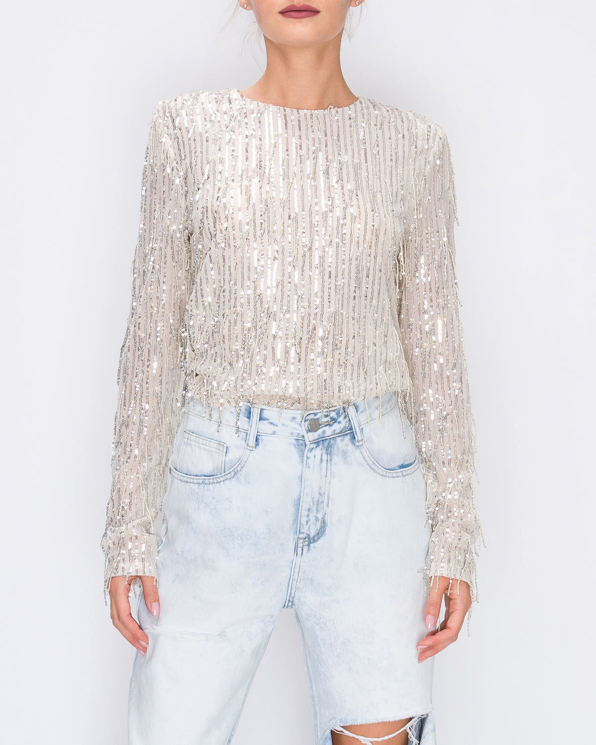 Fuzzy Sequin Top