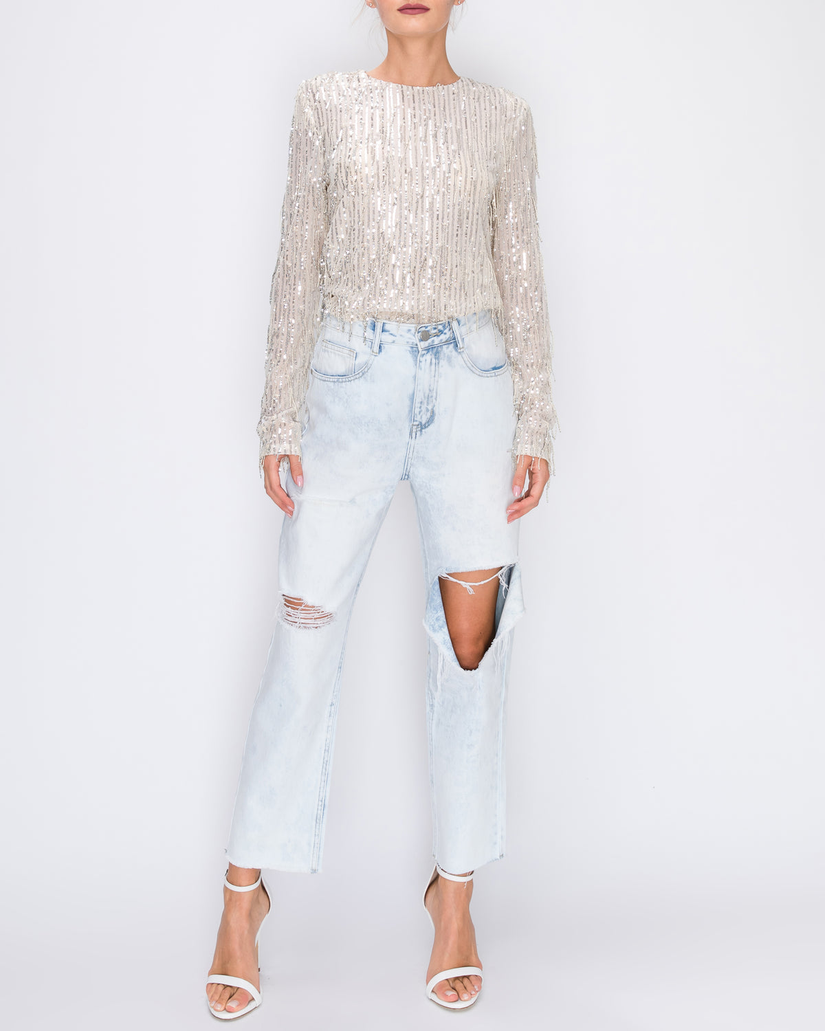 Fuzzy Sequin Top