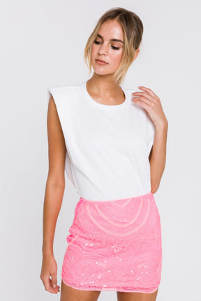 ENDLESS ROSE - Beads Embroidered Mini Skirt - SKIRTS available at Objectrare