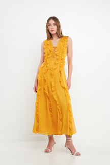 Ruffle Detail Maxi Dress