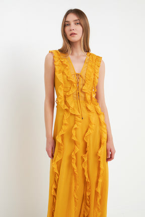 Ruffle Detail Maxi Dress