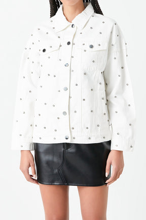 GREY LAB - Studded Denim Jacket - JACKETS available at Objectrare