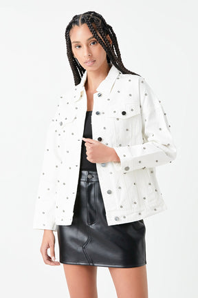 GREY LAB - Studded Denim Jacket - JACKETS available at Objectrare