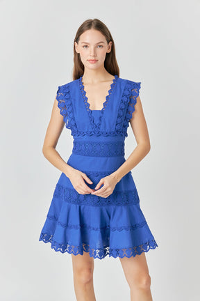 ENDLESS ROSE - Endless Rose - Plunging Neck Lace Trim Dress - DRESSES available at Objectrare