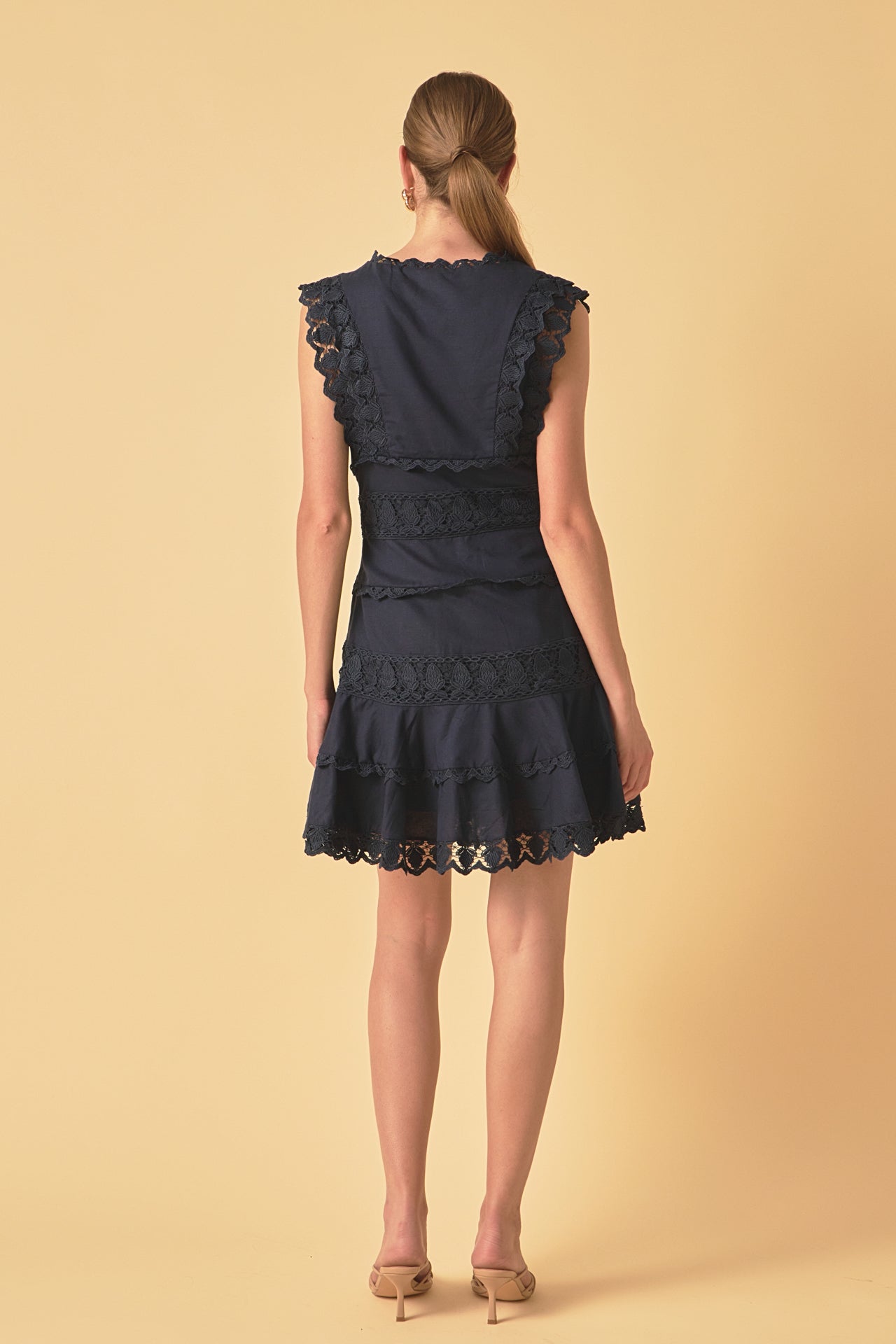 ENDLESS ROSE - Endless Rose - Plunging Neck Lace Trim Dress - DRESSES available at Objectrare