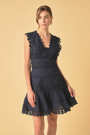 ENDLESS ROSE - Endless Rose - Plunging Neck Lace Trim Dress - DRESSES available at Objectrare