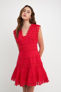 ENDLESS ROSE - Endless Rose - Plunging Neck Lace Trim Dress - DRESSES available at Objectrare