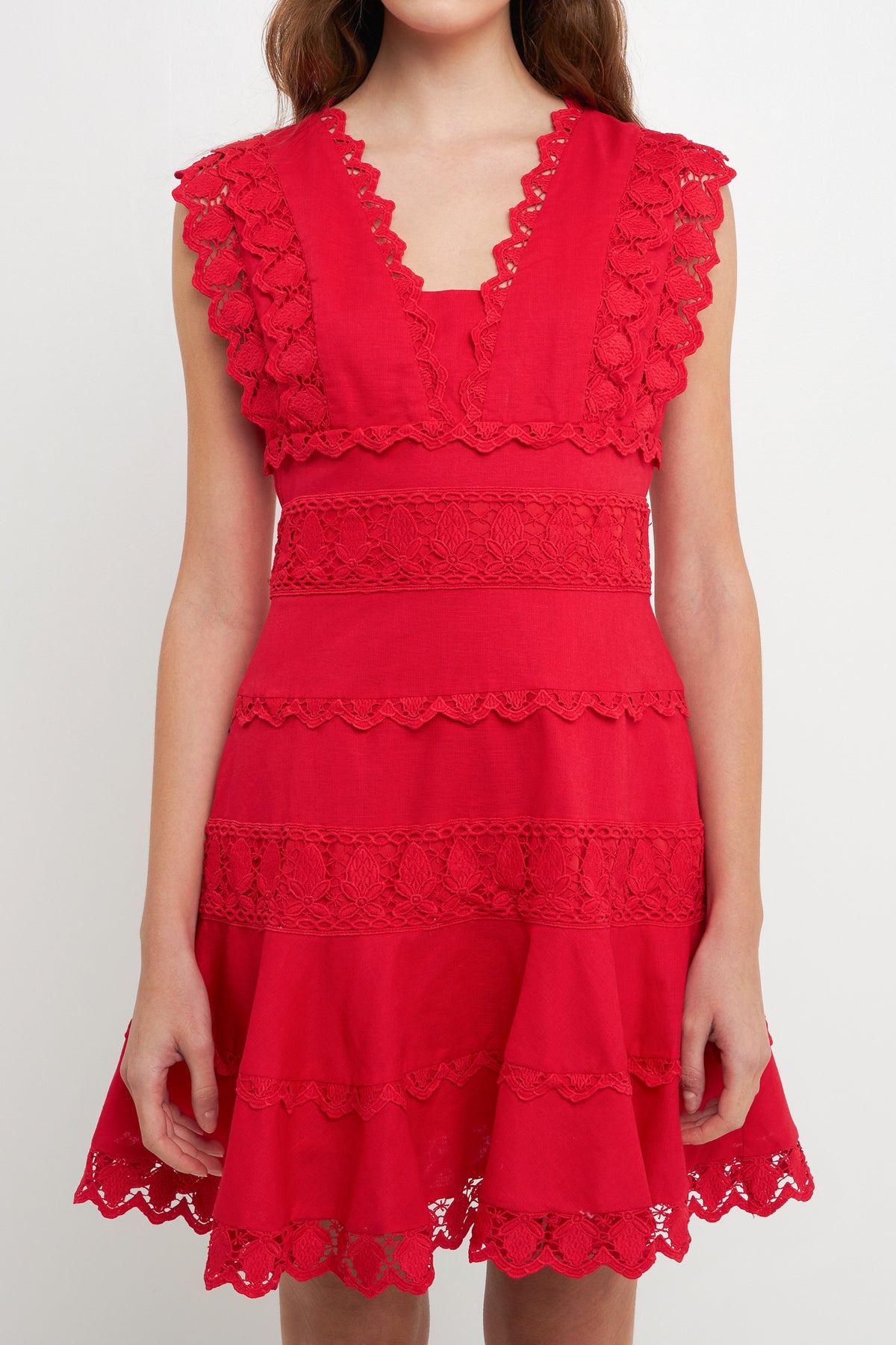 ENDLESS ROSE - Endless Rose - Plunging Neck Lace Trim Dress - DRESSES available at Objectrare