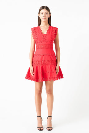 ENDLESS ROSE - Endless Rose - Plunging Neck Lace Trim Dress - DRESSES available at Objectrare