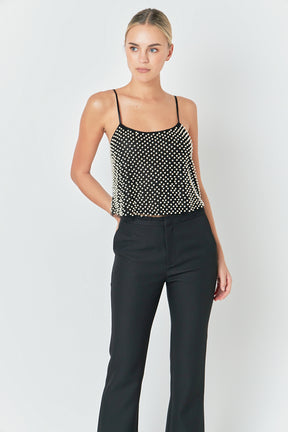ENDLESS ROSE - Pearl Embellished Cami Top - CAMI TOPS & TANK available at Objectrare