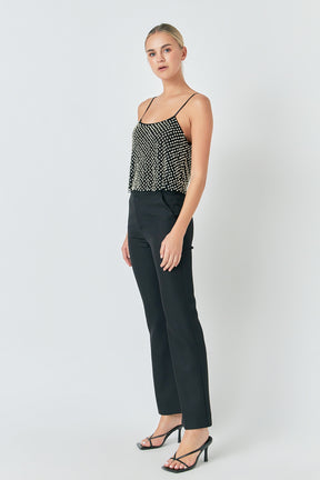 ENDLESS ROSE - Pearl Embellished Cami Top - CAMI TOPS & TANK available at Objectrare