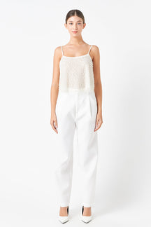 ENDLESS ROSE - Pearl Embellished Cami Top - CAMI TOPS & TANK available at Objectrare