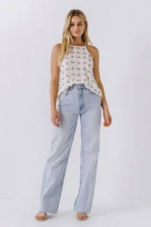 ENDLESS ROSE - Beads Embroidered Halter Top - TOPS available at Objectrare