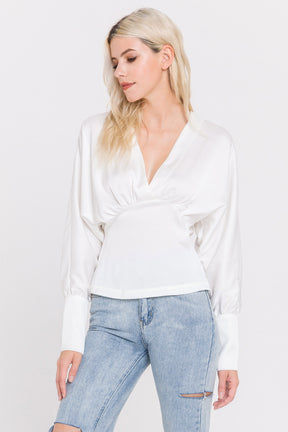 ENDLESS ROSE - V Neck Woven Blouse - TOPS available at Objectrare