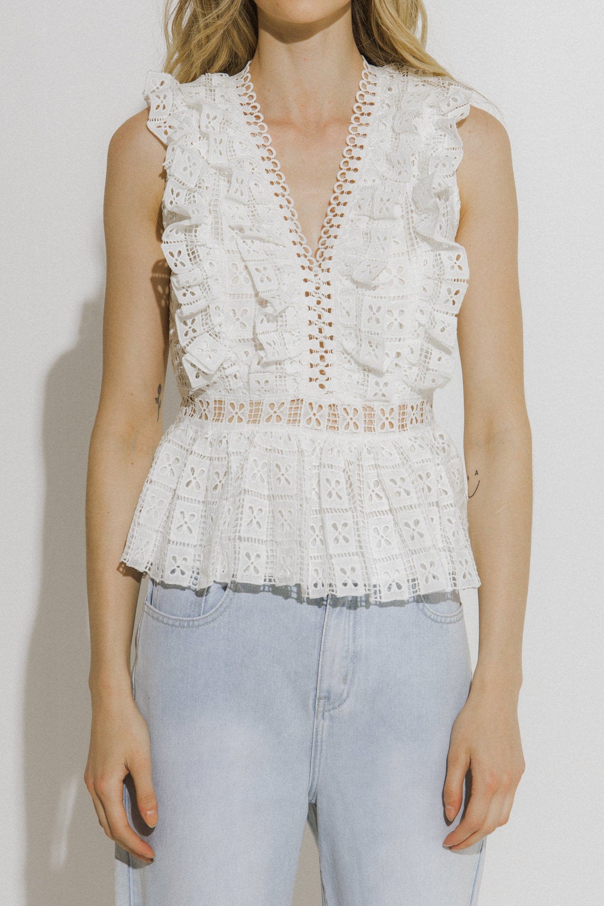 ENDLESS ROSE - Lace Peplum Top - TOPS available at Objectrare