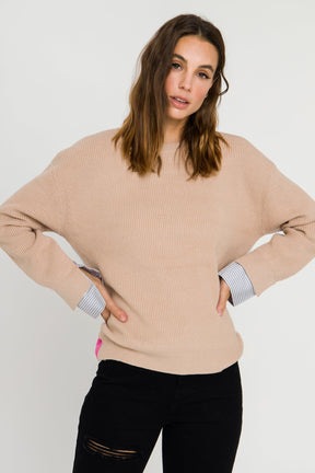 ENGLISH FACTORY - Mix Media Color Block Sweater - SWEATERS & KNITS available at Objectrare
