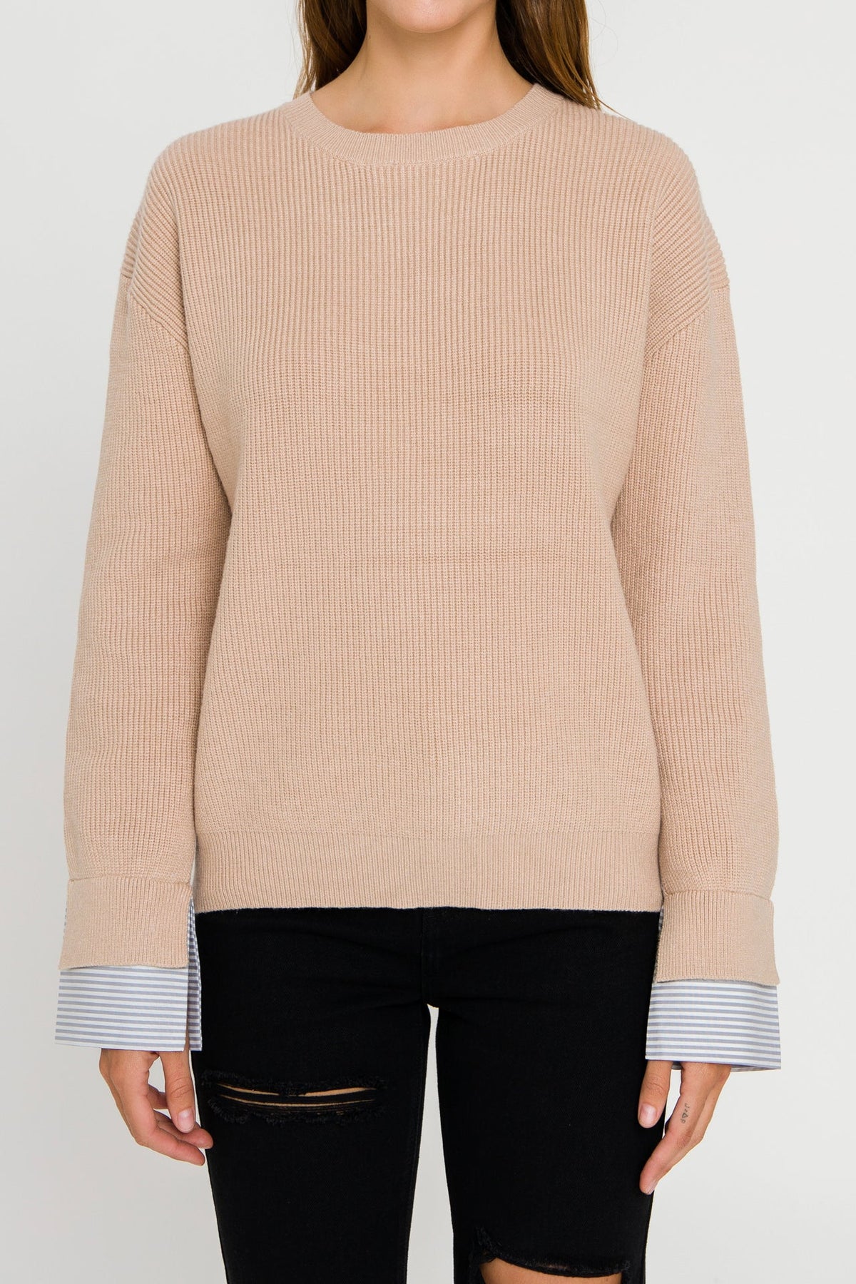 ENGLISH FACTORY - Mix Media Color Block Sweater - SWEATERS & KNITS available at Objectrare