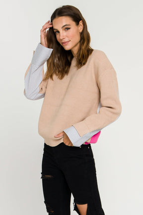 Mix Media Color Block Sweater