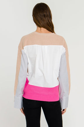 ENGLISH FACTORY - Mix Media Color Block Sweater - SWEATERS & KNITS available at Objectrare
